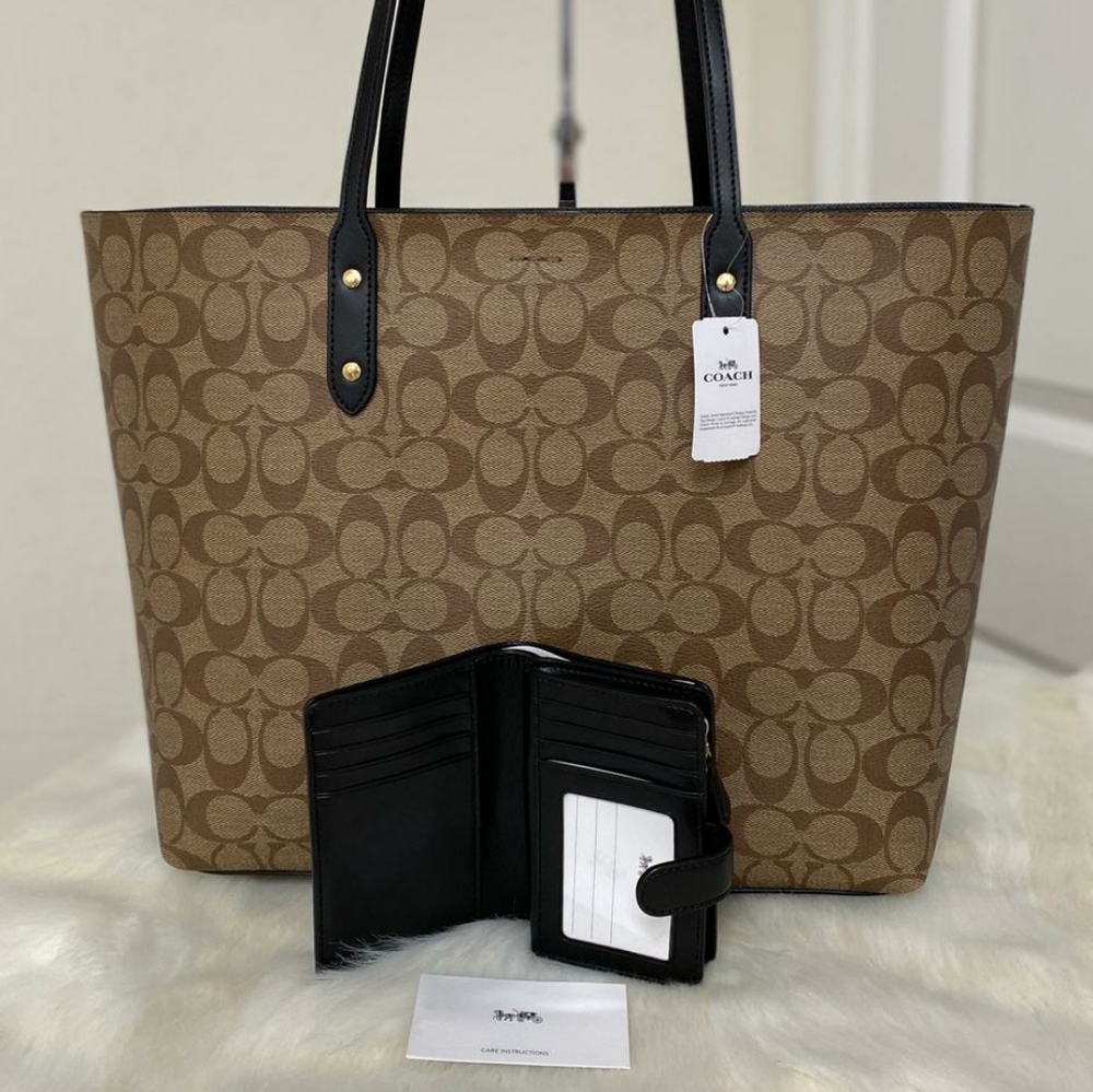 ⚜COACH TOWN TOTE IN SIGNATURE CANVAS AND WALLET - Picture 4 of 10